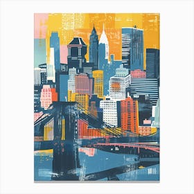 Staten Island New York Colourful Silkscreen Illustration 1 Canvas Print