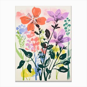 Colourful Flower Still Life In Risograph Style 4 Canvas Print