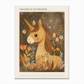 Unicorn In The Meadow Mocha Pastel 4 Poster Canvas Print