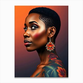 Black Woman With Tattoos 1 Canvas Print