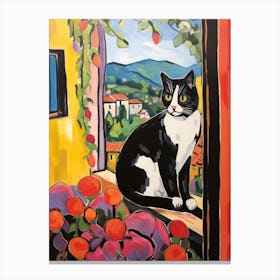 Painting Of A Cat In Montalcino Italy 2 Canvas Print