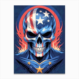 American Flag Floral Face Evil Death Skull (34) Canvas Print