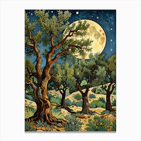 William Morris Olive Trees Under The Moon Canvas Print