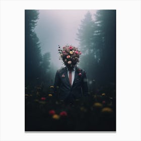 Man With Flowers On His Head Canvas Print