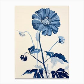 Blue Botanical Gerbera Daisy 1 Canvas Print