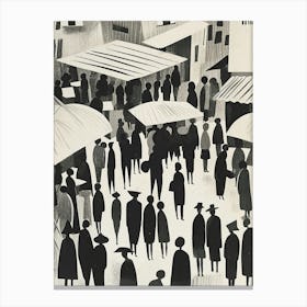 Market Art Deco Illustration Canvas Print