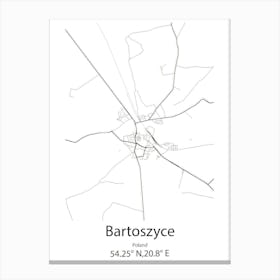 Bartoszyce,Poland Minimalist Map Stampe su tela