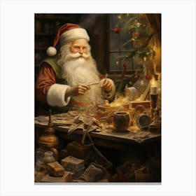 Santa Claus In The Workshop Canvas Print