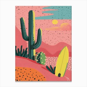 Cactus And Surfboard Canvas Print