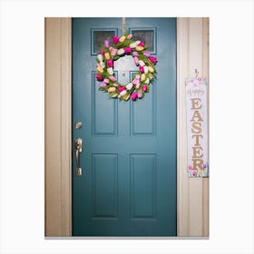 Easter Wreath On Front Door 2 Canvas Print