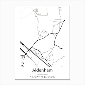 Aldenham,United Kingdom Minimalist Map Leinwandbild