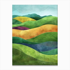 Watercolor - Green Hills Canvas Print