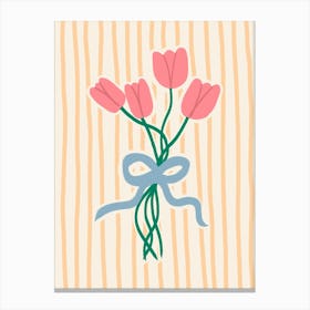 Tulips in Bow Orange Stripes Canvas Print