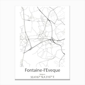 Fontaine L Eveque,Belgium Minimalist Map Canvas Print