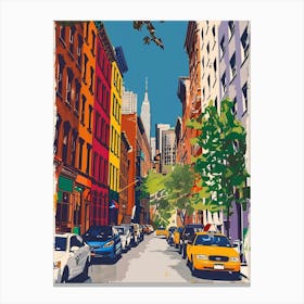 Tribeca New York Colourful Silkscreen Illustration 2 Canvas Print