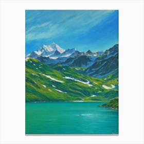 Gran Paradiso National Park Italy Blue Oil Painting 2  Canvas Print