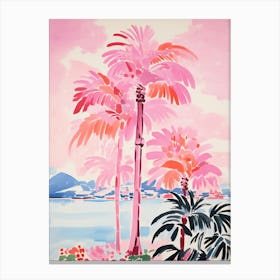 Pink Palm Trees Painting Canvas Print