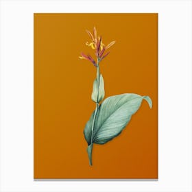 Vintage Indian Shot Botanical on Sunset Orange n.0656 Canvas Print