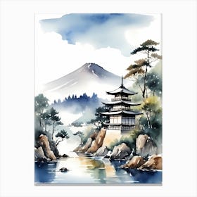 Japanese Landscape Watercolor Painting (2) 1 Canvas Print