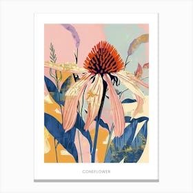 Colourful Flower Illustration Poster Coneflower 1 Canvas Print