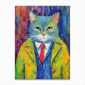 Elegant Whiskers; Cat Inspired Oil Strokes Canvas Print