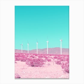 Windmills In The Pink Palm Springs Desert Canvas Print