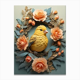 Bird In A Wreath 9 Canvas Print