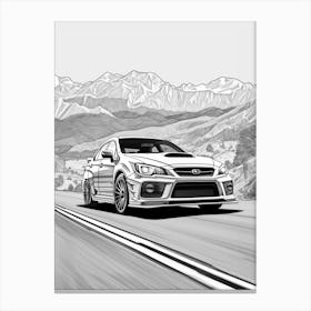 Subaru Impreza Wrx Sti Coastal Drawing 3 Canvas Print
