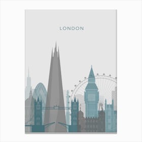 Blue And Grey London Skyline Canvas Print