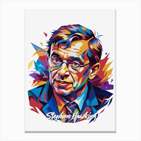 Stephen Hawking 02 Portrait WPAP Pop Art Canvas Print