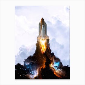 Space Launch Rocket Galaxy Universe Canvas Print