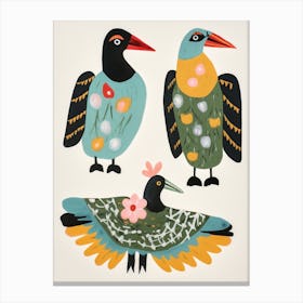 Folk Style Bird Painting Duck 2 Canvas Print