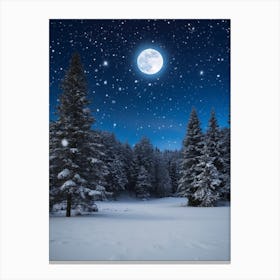 A Beautiful Snowy Night Wall Art Decoration Canvas Print