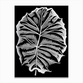 Papaya Leaf Linocut 3 Canvas Print