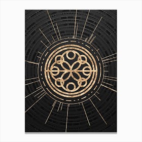 Geometric Glyph Symbol in Gold with Radial Array Lines on Dark Gray n.0027 Canvas Print