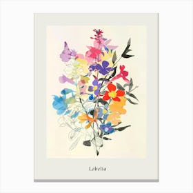 Lobelia Collage Flower Bouquet Poster Canvas Print