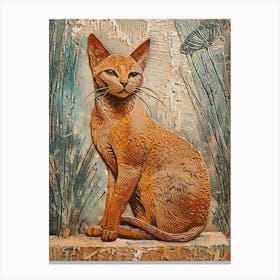 Abyssinian Cat Relief Illustration 2 Canvas Print