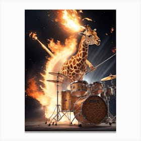 Giraffe Drumming Canvas Print