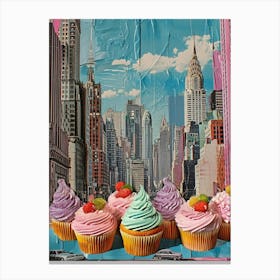 Kitsch New York Cupcake Collage 2 Canvas Print