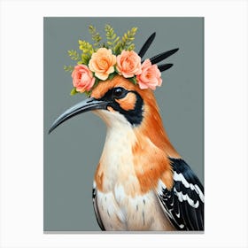 Bird With Flower Crown Canvas Print