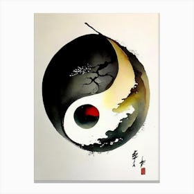 Repeat 5 Yin And Yang Japanese Ink Canvas Print