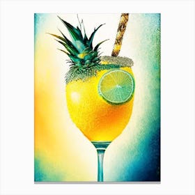 Pineapple Margarita Pointillism 2 Cocktail Poster Canvas Print