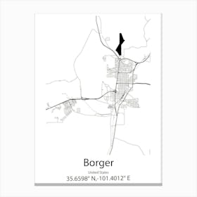 Borger,United States Minimalist Map Canvas Print