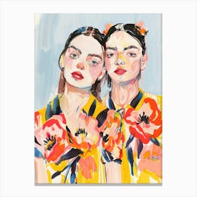 Colorful Portrait of Two Women Canvas Print