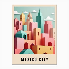 Mexico City Travel Poster Low Poly (9) Canvas Print