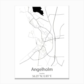 Angelholm,Sweden Minimalist Map Canvas Print