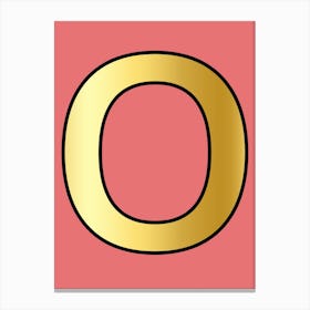 Letter O Gold Alphabet Pink Canvas Print