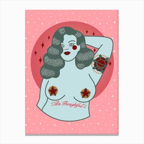 Be Thoughtful Curvy Pin Up Girl Canvas Print