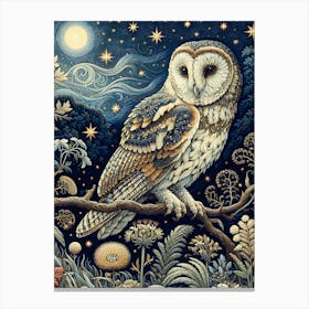 Barn Owl At Night Watching Wisely Canvas Print