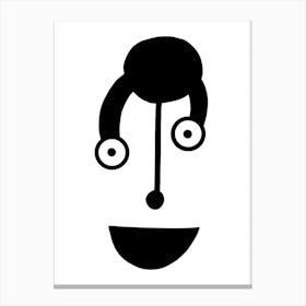 Kids Art Black and White Face Canvas Print